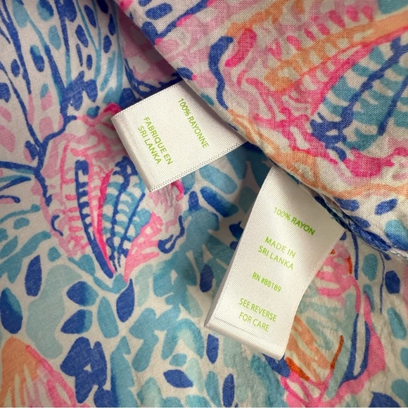 Lilly Pulitzer Willa Split Neck Blouse Extra Small XS Multicolor - Picture 3 of 6